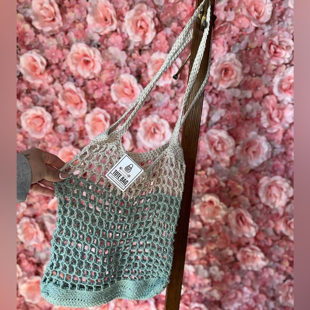 Handmade Crochet Farmers Market Tote Bag - Picture 2 of 2